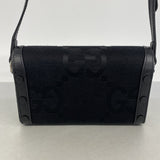 【6gd4386-k】グッチ ショルダーバッグ ホースビット ジャンボGG 699296 キャンバス ブラック シルバー金具【中古】レディース
