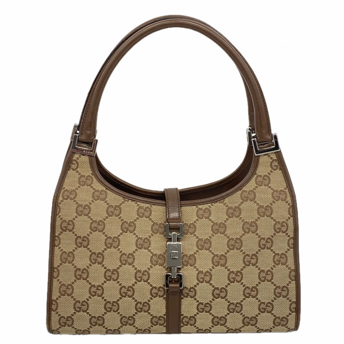 【6gd4387-k】グッチ ハンドバッグ GGキャンバス/ジャッキー 002 1068 キャンバス ブラウン シルバー金具【中古】レディース