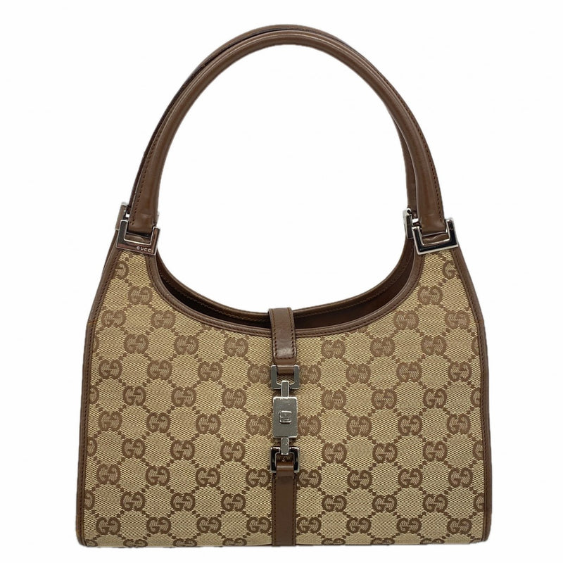 【6gd4387-k】グッチ ハンドバッグ GGキャンバス/ジャッキー 002 1068 キャンバス ブラウン シルバー金具【中古】レディース