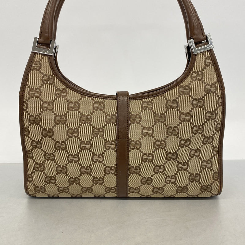 【6gd4387-k】グッチ ハンドバッグ GGキャンバス/ジャッキー 002 1068 キャンバス ブラウン シルバー金具【中古】レディース