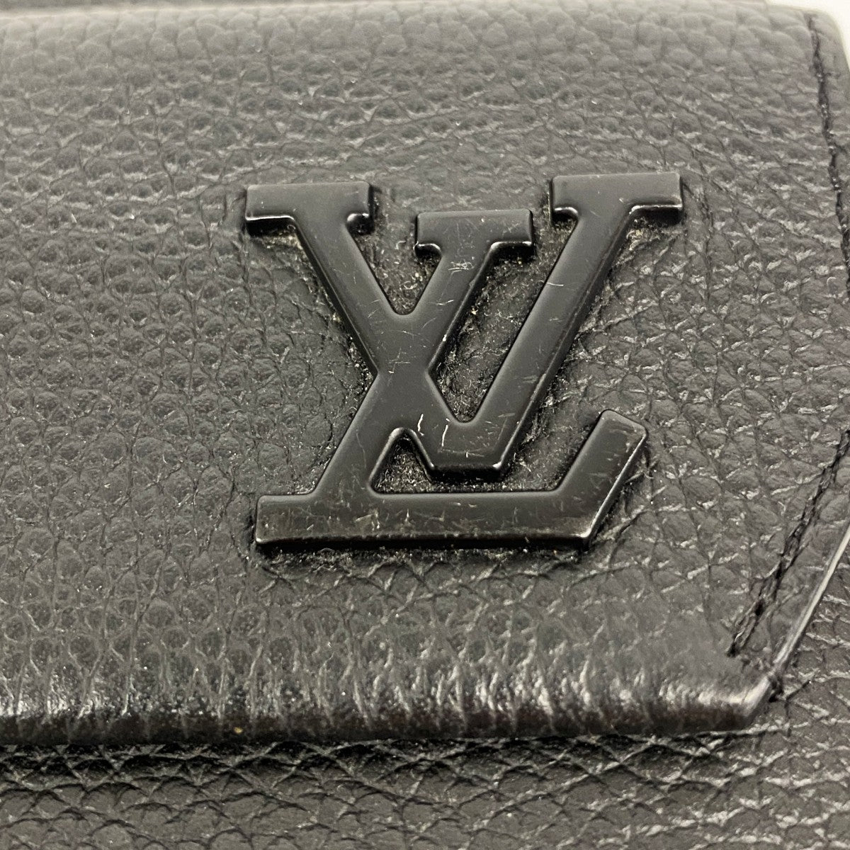 【6gd4397-k】ルイヴィトン 長財布 LVアエログラム ジッピーウォレット M69831 ブラック【中古】メンズ