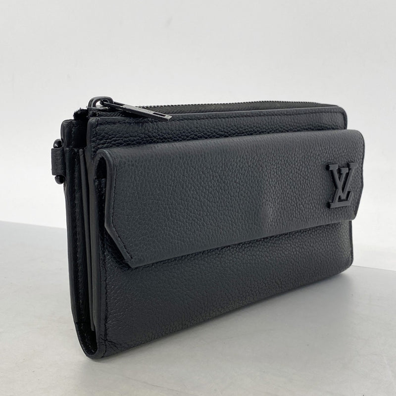 【6gd4397-k】ルイヴィトン 長財布 LVアエログラム ジッピーウォレット M69831 ブラック【中古】メンズ
