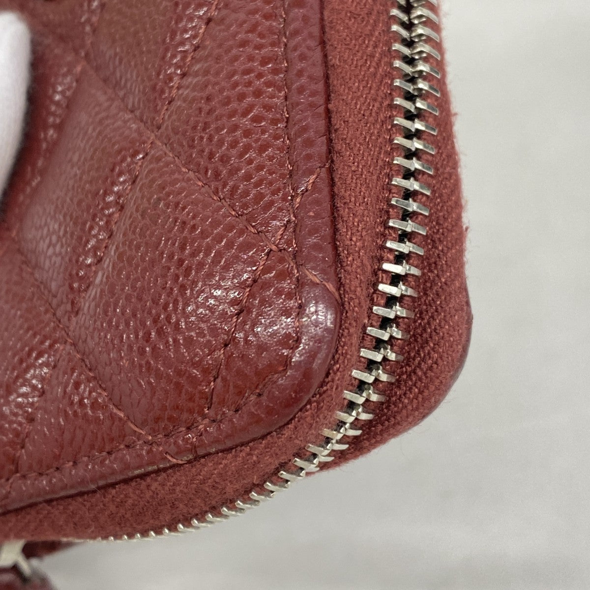 【6gd4409-k】シャネル コインケース マトラッセ キャビアスキン ボルドー シルバー金具【中古】レディース