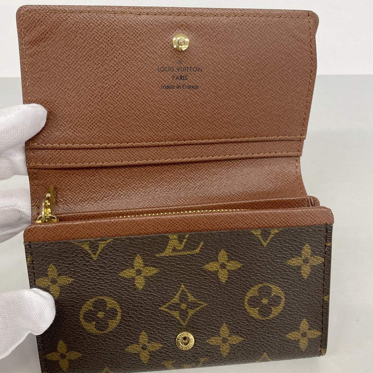 【6gd4416】ルイヴィトン 財布 モノグラム ポルトモネビエトレゾール M61730 ブラウン【中古】レディース