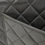 【6gd4418-e】シャネル ショルダーバッグ デカマトラッセ Wチェーン キャビアスキン ブラック シルバー金具【中古】レディース