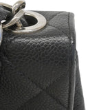 【6gd4418-e】シャネル ショルダーバッグ デカマトラッセ Wチェーン キャビアスキン ブラック シルバー金具【中古】レディース