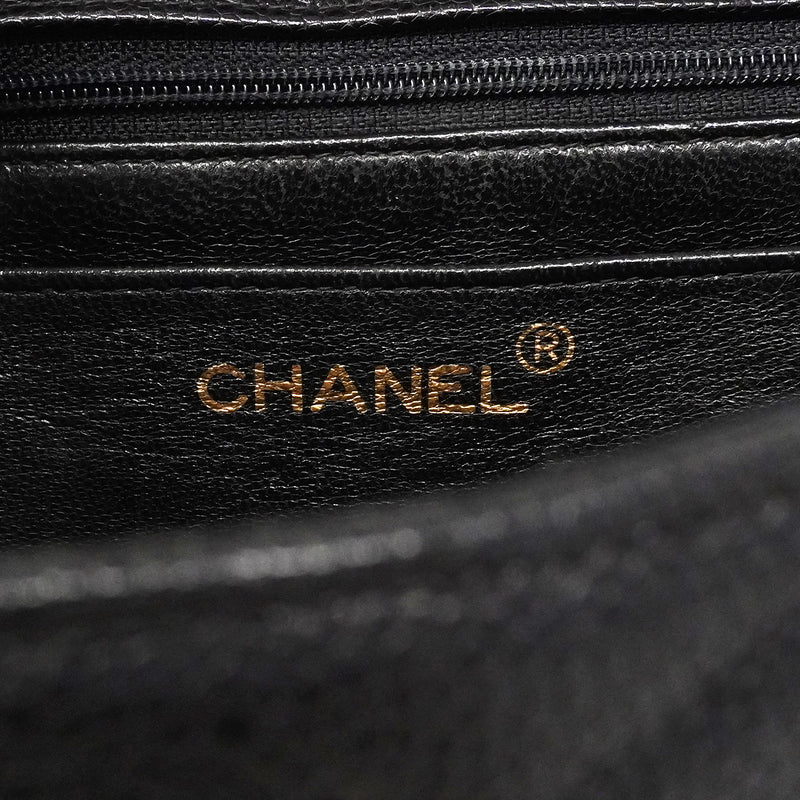 【6gd4419-e】シャネル ショルダーバッグ Vステッチ チェーンショルダー キャビアスキン ブラック ゴールド金具【中古】レディース