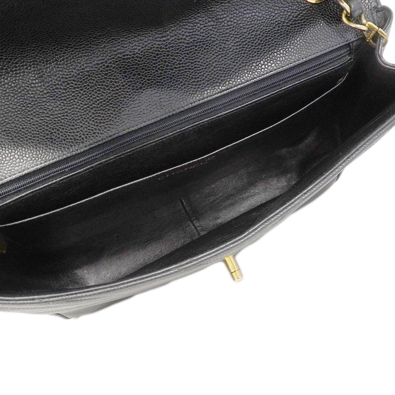 【6gd4419-e】シャネル ショルダーバッグ Vステッチ チェーンショルダー キャビアスキン ブラック ゴールド金具【中古】レディース