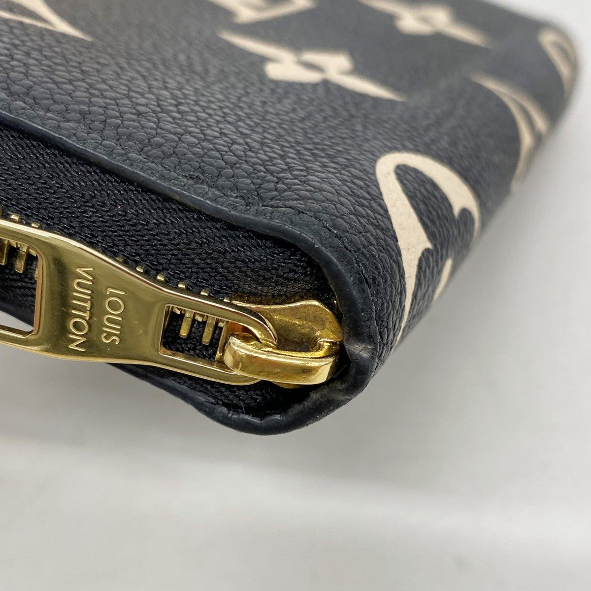 【6gd4429-k】ルイヴィトン 長財布 モノグラム・アンプラント バイカラー ジッピーウォレット M80481 ブラック ベージュ【中古】レディース