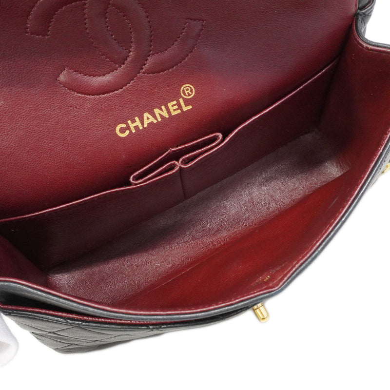 【6gd4430】シャネル ショルダーバッグ マトラッセ Wフラップ Wチェーン ラムスキン ブラック ゴールド金具【中古】レディース
