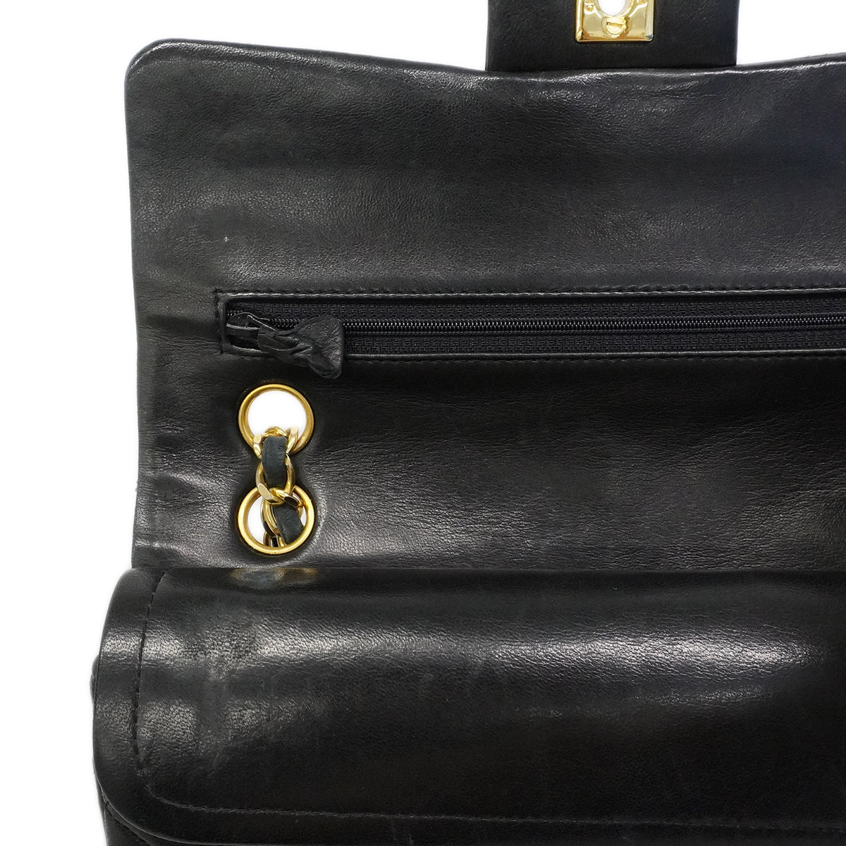 【6gd4430】シャネル ショルダーバッグ マトラッセ Wフラップ Wチェーン ラムスキン ブラック ゴールド金具【中古】レディース
