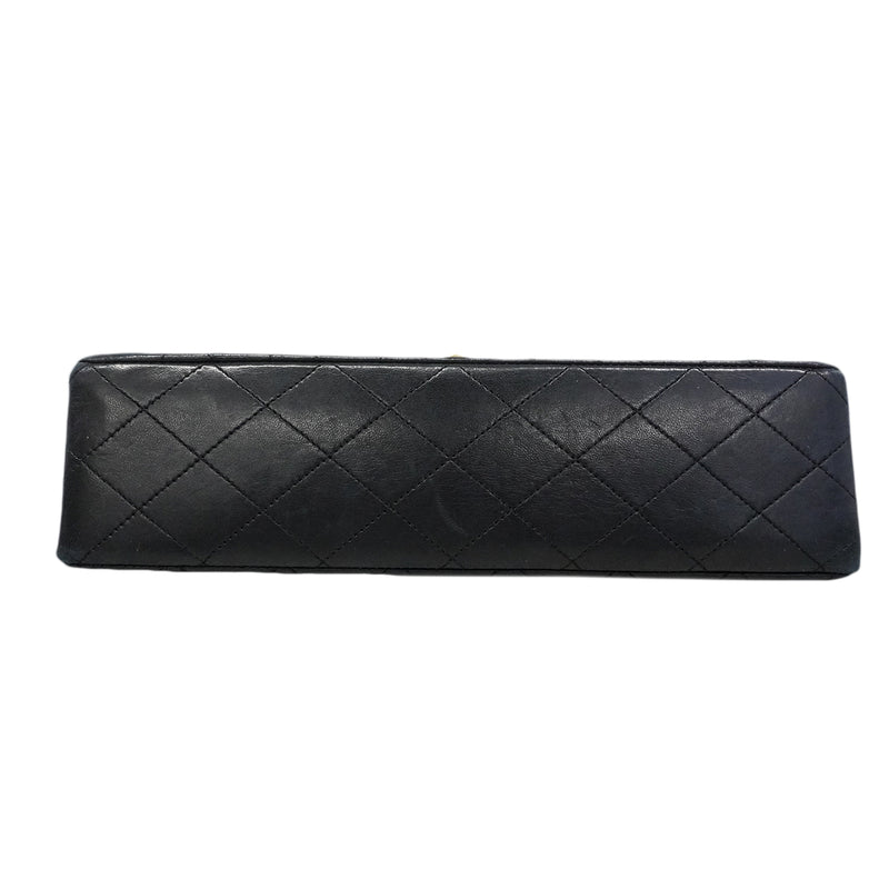 【6gd4431】シャネル ショルダーバッグ マトラッセ Wフラップ Wチェーン ラムスキン ブラック ゴールド金具【中古】レディース