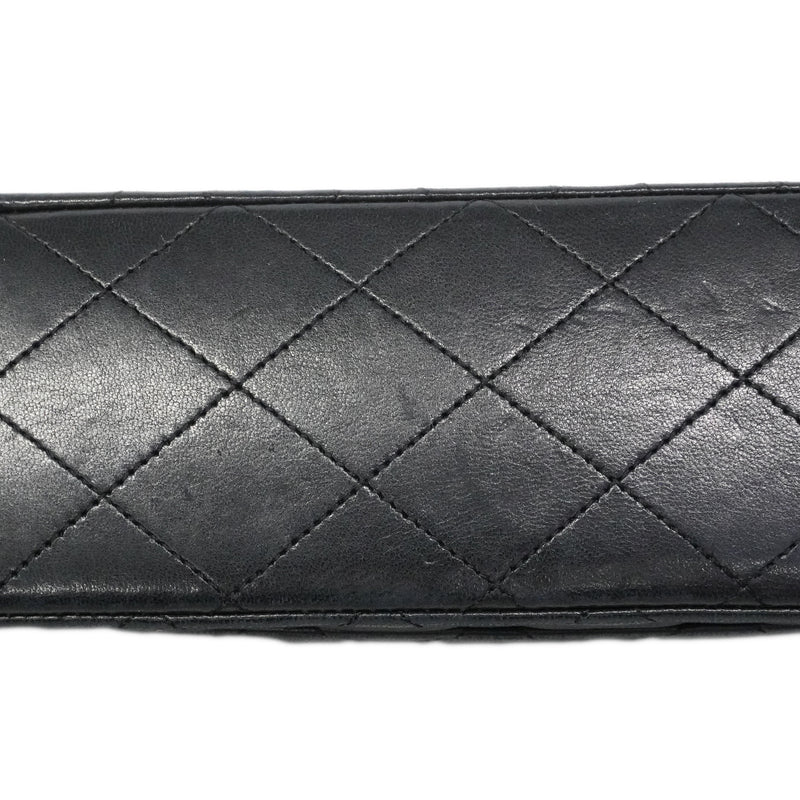 【6gd4431】シャネル ショルダーバッグ マトラッセ Wフラップ Wチェーン ラムスキン ブラック ゴールド金具【中古】レディース