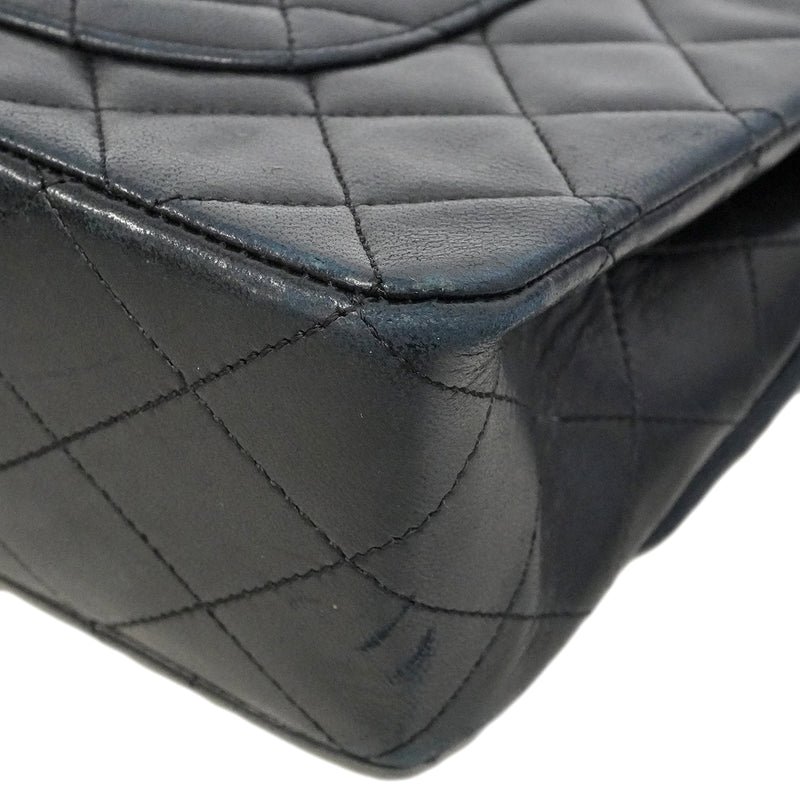 【6gd4431】シャネル ショルダーバッグ マトラッセ Wフラップ Wチェーン ラムスキン ブラック ゴールド金具【中古】レディース