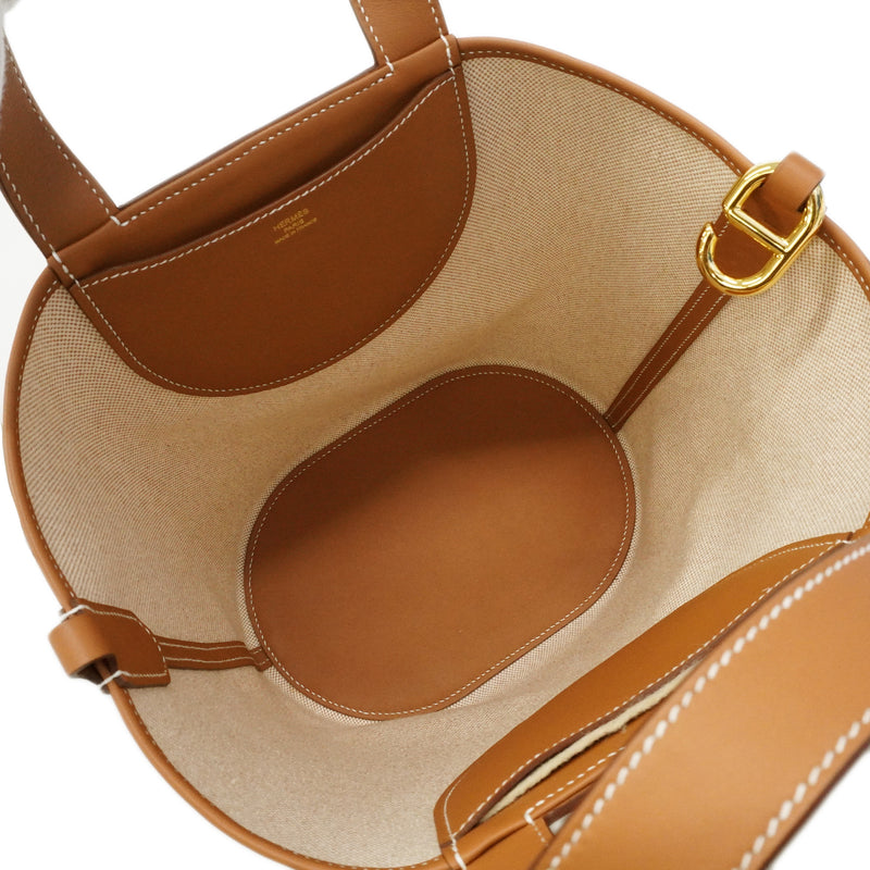 【6gd4432】エルメス ハンドバッグ インザループ23 トワルアッシュ スイフト ゴールド ゴールド金具 W刻印【中古】レディース