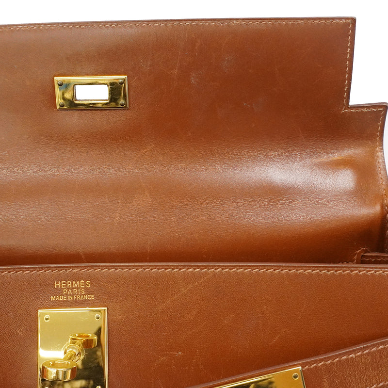 【6gd4434】エルメス ハンドバッグ ケリー32 ボックスカーフ フォーブ ゴールド金具 □F刻印【中古】レディース