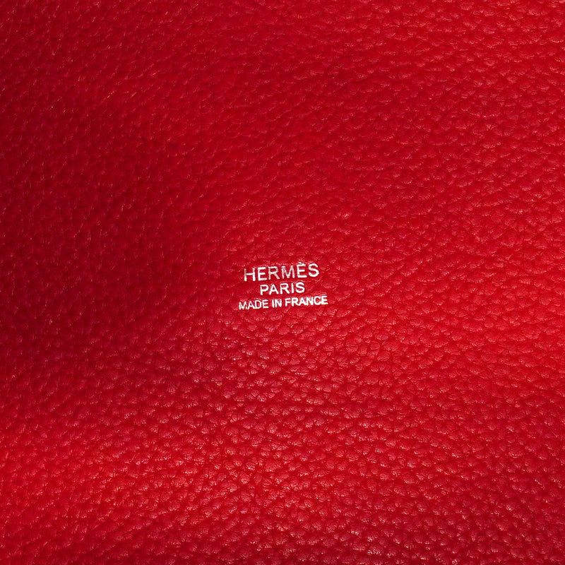 【6gd4435】エルメス ハンドバッグ ピコタンロックGM トリヨンクレマンス ルージュカザック シルバー金具 □Q刻印【中古】