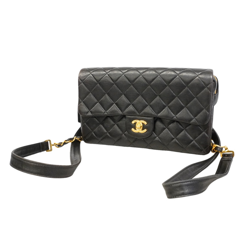 【6gd4446】シャネル リュック・デイパック マトラッセ ラムスキン ブラック ゴールド金具【中古】レディース