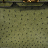 【6gd4447】エルメス ハンドバッグ バーキン30 オーストリッチ オリーブグリーン ゴールド金具 □D刻印【中古】レディース