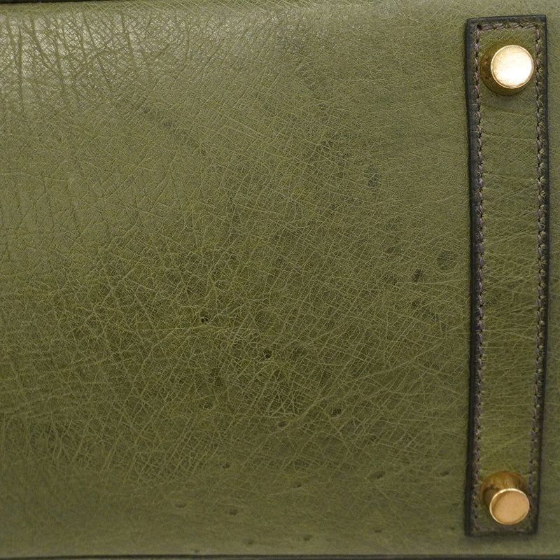 【6gd4447】エルメス ハンドバッグ バーキン30 オーストリッチ オリーブグリーン ゴールド金具 □D刻印【中古】レディース