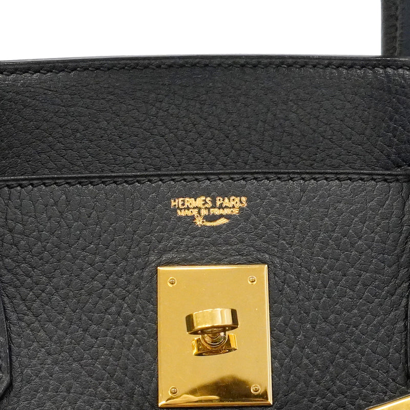 【6gd4448】エルメス ハンドバッグ バーキン40 アルデンヌ ブラック ゴールド金具 □C刻印【中古】メンズ