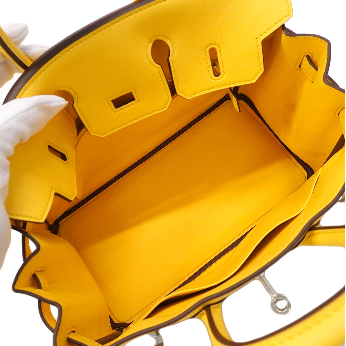【6gd4456-e-g】エルメス ハンドバッグ バーキン25 スイフト ジョーヌマンゴー シルバー金具 G刻印【中古】レディース