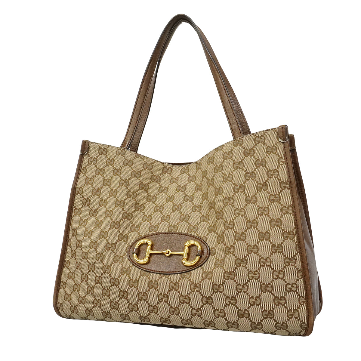 【6gd4457-k】グッチ トートバッグ GGキャンバス ホースビット 623694 キャンバス ベージュ ゴールド金具【中古】レディース
