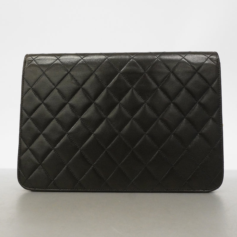 【6gd4458-k】シャネル ショルダーバッグ マトラッセ チェーンショルダー ラムスキン ブラック ゴールド金具【中古】レディース