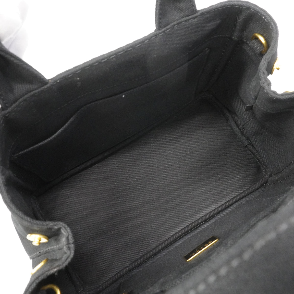 【6gd4459-k】プラダ トートバッグ カパナ キャンバス ブラック ゴールド金具 2wayバッグ【中古】レディース