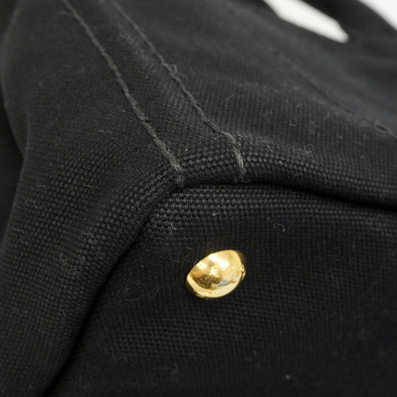 【6gd4459-k】プラダ トートバッグ カパナ キャンバス ブラック ゴールド金具 2wayバッグ【中古】レディース