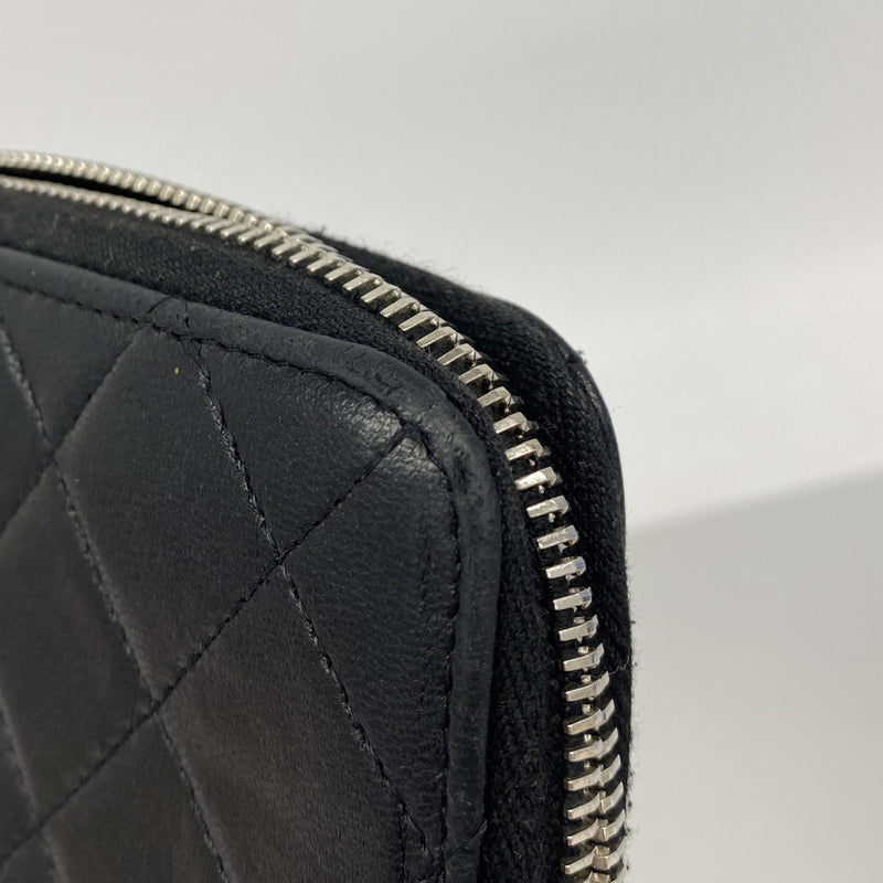 【6gd4467-k】シャネル 長財布 マトラッセ ラムスキン ブラック シルバー金具【中古】レディース