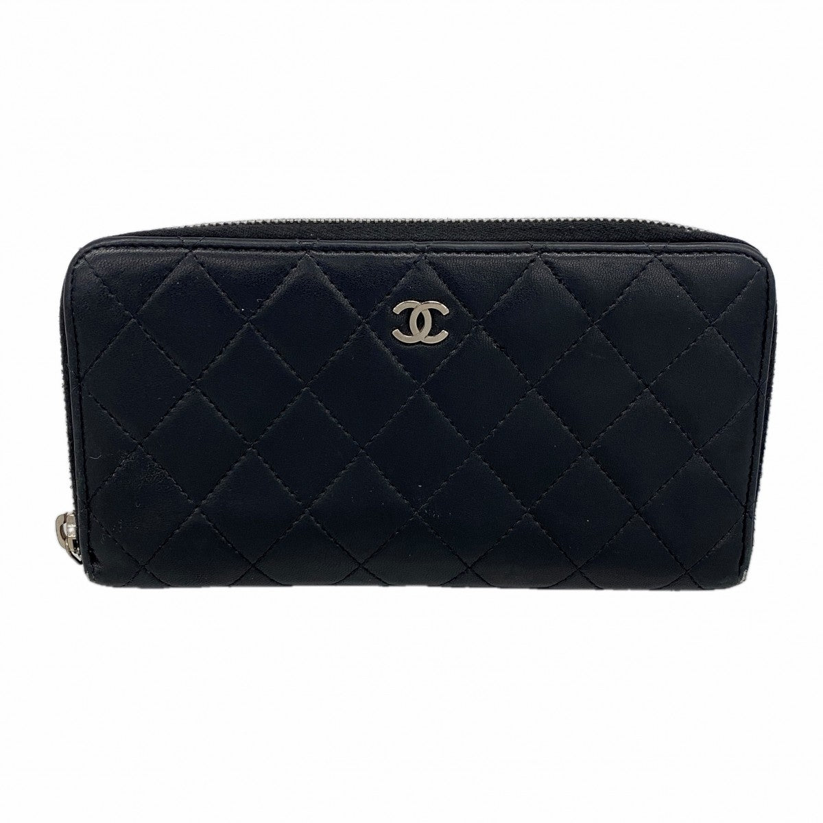 【6gd4467-k】シャネル 長財布 マトラッセ ラムスキン ブラック シルバー金具【中古】レディース