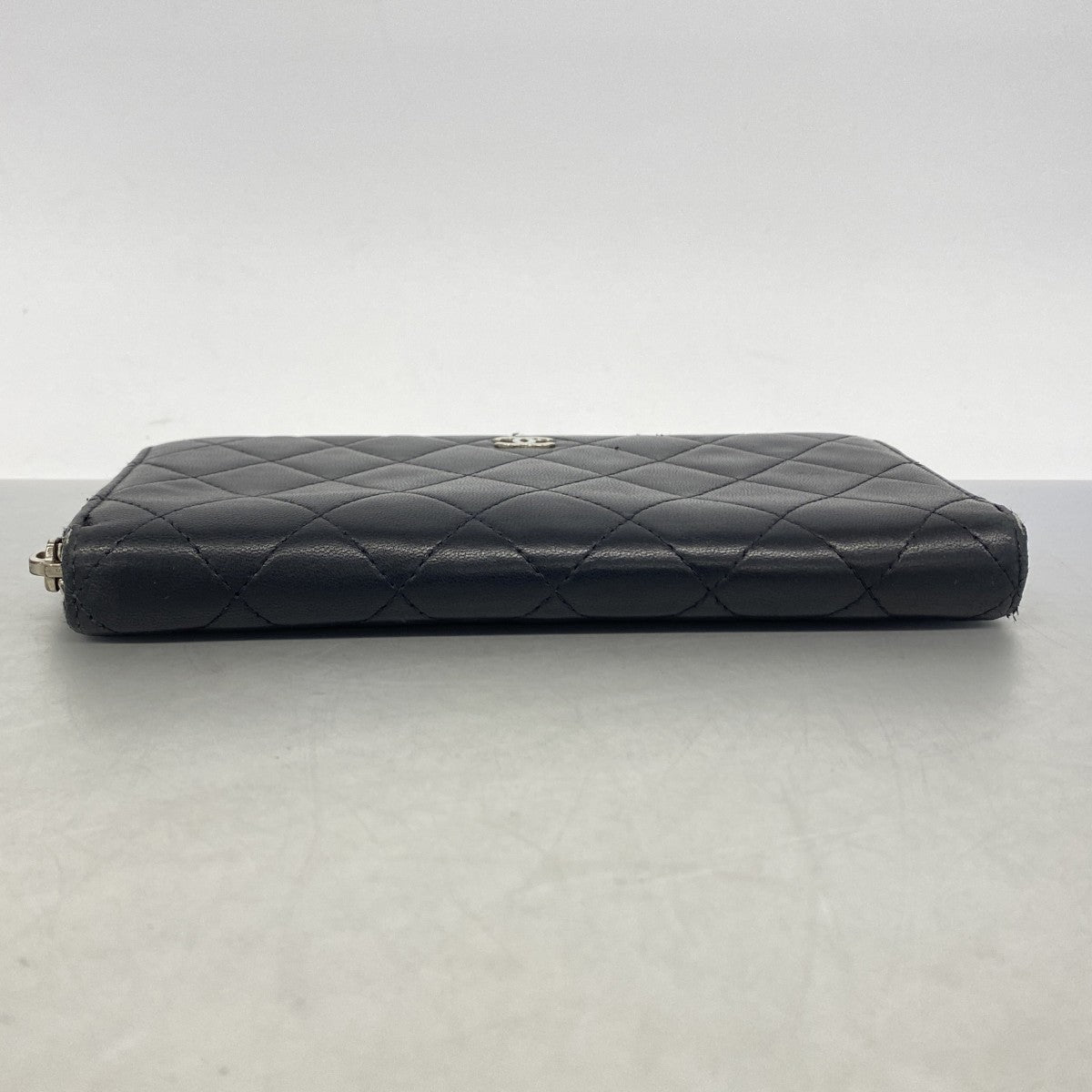 【6gd4467-k】シャネル 長財布 マトラッセ ラムスキン ブラック シルバー金具【中古】レディース