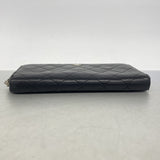 【6gd4467-k】シャネル 長財布 マトラッセ ラムスキン ブラック シルバー金具【中古】レディース