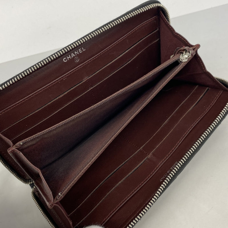 【6gd4467-k】シャネル 長財布 マトラッセ ラムスキン ブラック シルバー金具【中古】レディース