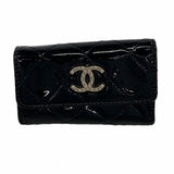 【6gd4474-k】シャネル キーケース ブリリアント パテントレザー ブラック シルバー金具【中古】レディース