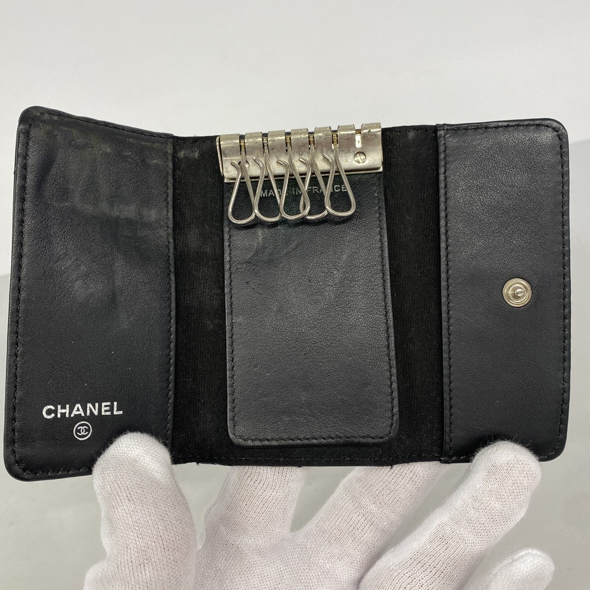 【6gd4474-k】シャネル キーケース ブリリアント パテントレザー ブラック シルバー金具【中古】レディース