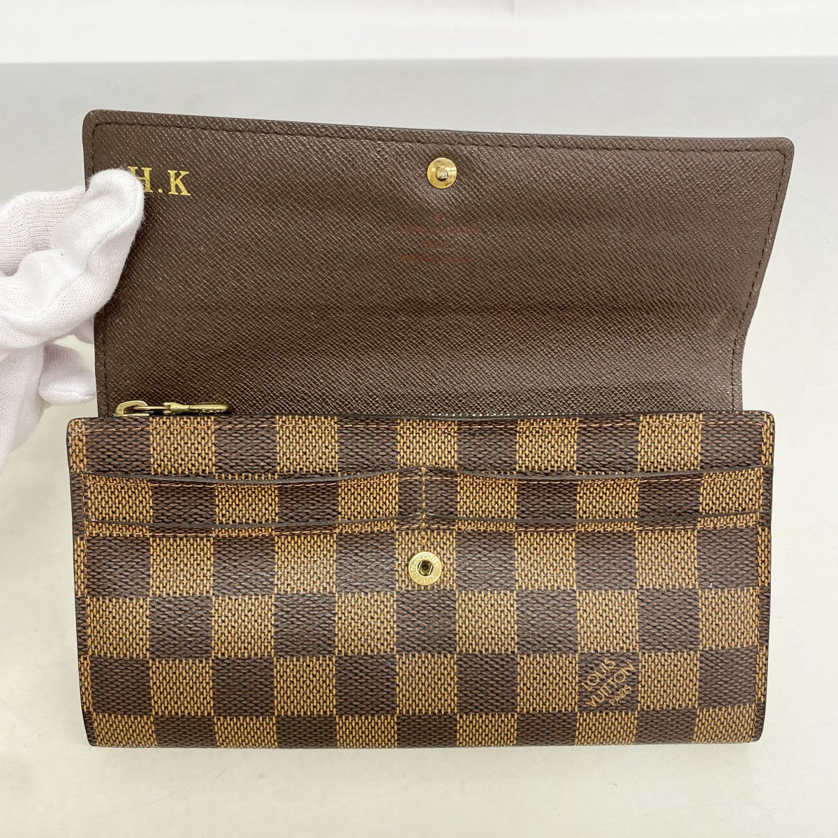 【6gd4485】ルイヴィトン 長財布 ダミエ ポルトフォイユサラ N61734 エベヌ【中古】メンズ レディース ユニセックス