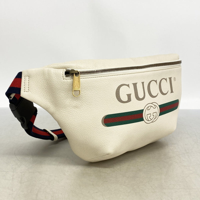 【6gd4487-k】グッチ ウエストバッグ 493869 レザー ホワイト ゴールド金具【中古】メンズ