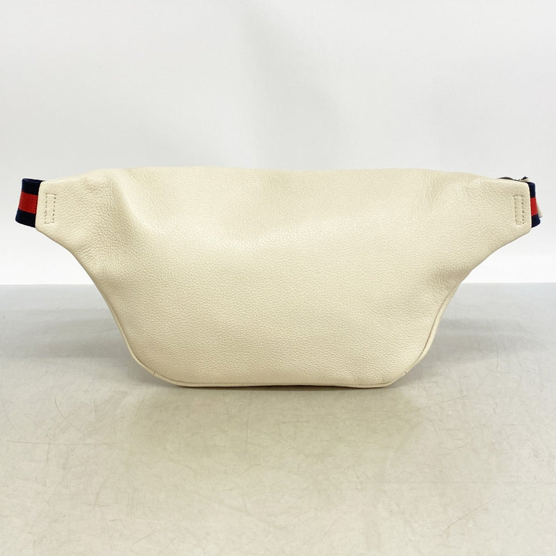 【6gd4487-k】グッチ ウエストバッグ 493869 レザー ホワイト ゴールド金具【中古】メンズ