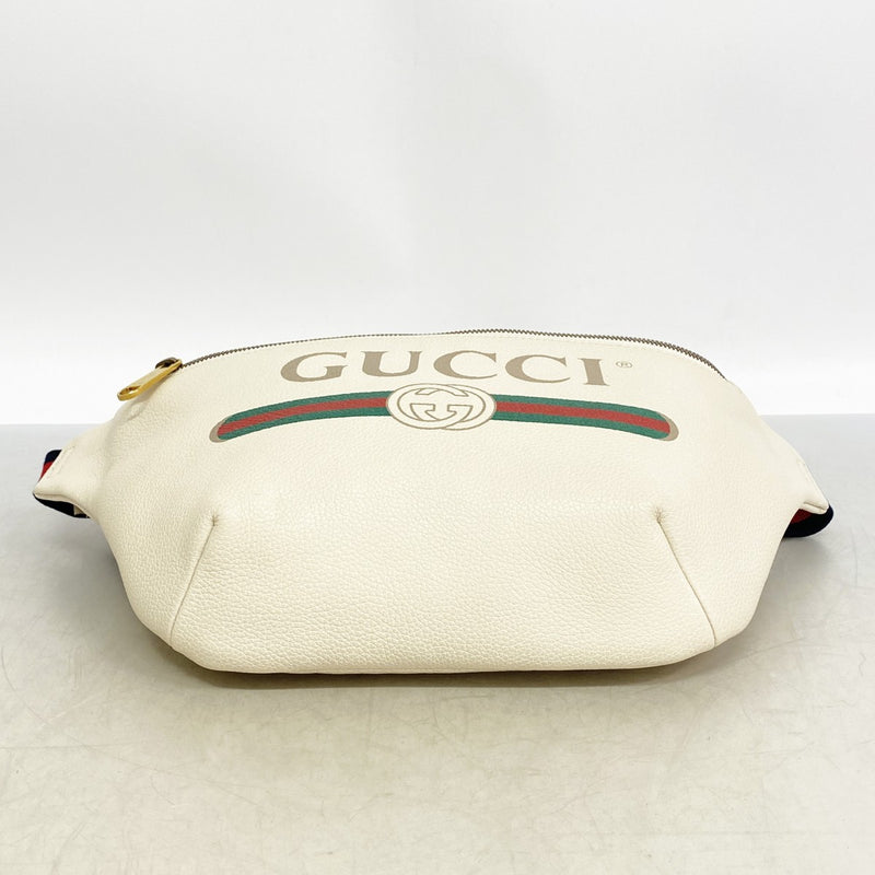 【6gd4487-k】グッチ ウエストバッグ 493869 レザー ホワイト ゴールド金具【中古】メンズ