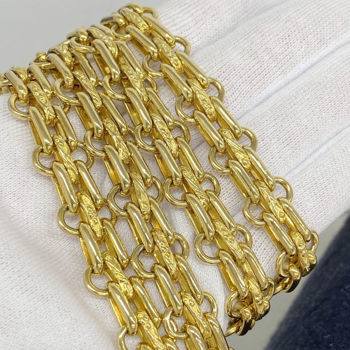 【6gd4488-k】シャネル ショルダーバッグ マトラッセ Wフラップ Wチェーン ジャージ ネイビー ゴールド金具【中古】レディース