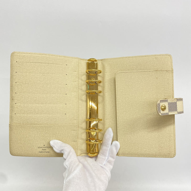 【6gd4491-k】ルイヴィトン 手帳カバー ダミエ・アズール アジェンダMM R20241 ホワイト【中古】レディース