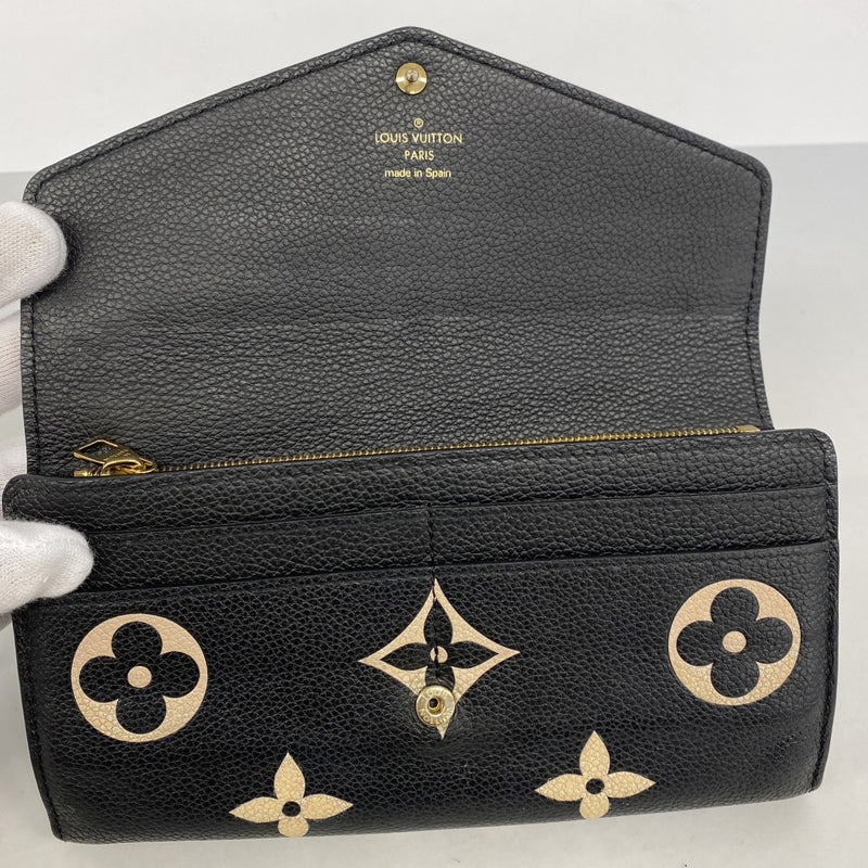 【6gd4505-k】ルイヴィトン 長財布 モノグラム・アンプラント バイカラー ポルトフォイユサラ M80496 ブラック ベージュ【中古】レディース