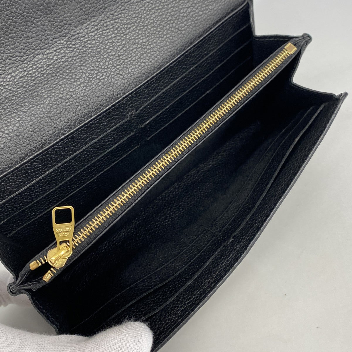 【6gd4505-k】ルイヴィトン 長財布 モノグラム・アンプラント バイカラー ポルトフォイユサラ M80496 ブラック ベージュ【中古】レディース
