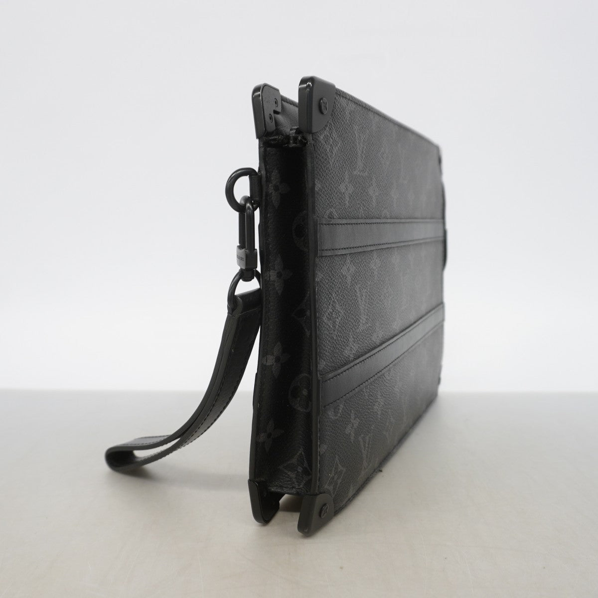 【6gd4512】ルイヴィトン クラッチバッグ モノグラム・エクリプス トランク ポシェット M45937 ブラック【中古】メンズ