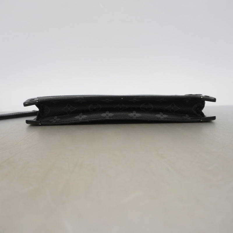 【6gd4512】ルイヴィトン クラッチバッグ モノグラム・エクリプス トランク ポシェット M45937 ブラック【中古】メンズ