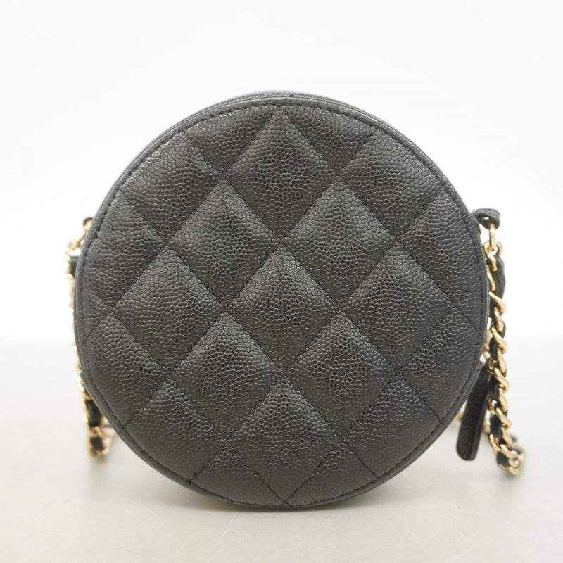 【6gd4523-k】シャネル ショルダーバッグ マトラッセ チェーンショルダー キャビアスキン ブラック ゴールド金具【中古】レディース