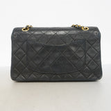 【6gd4525-k】シャネル ショルダーバッグ マトラッセ Wフラップ Wチェーン ラムスキン ブラック ゴールド金具【中古】レディース