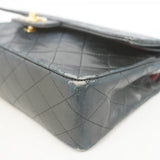 【6gd4525-k】シャネル ショルダーバッグ マトラッセ Wフラップ Wチェーン ラムスキン ブラック ゴールド金具【中古】レディース